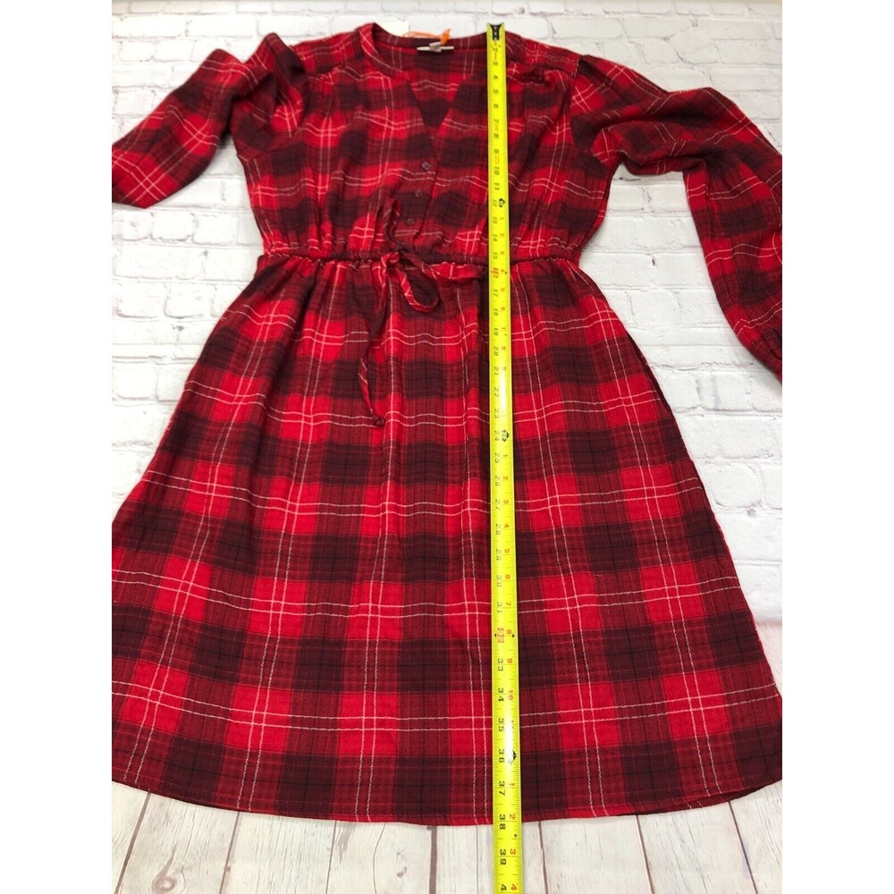 NWT Knox Rose Women Long Sleeve Plaid Dress Size Medium Red B275 -26 - Picture 6 of 16